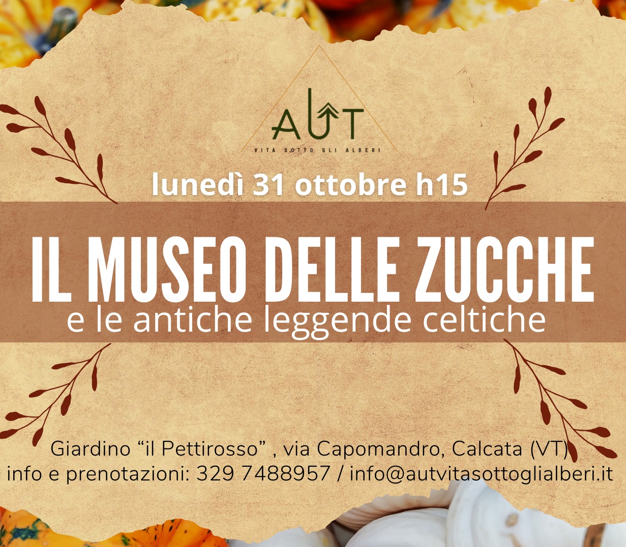 Locandina locandina il museo delle zucche e le antiche leggende celtiche calcata in agro falisco