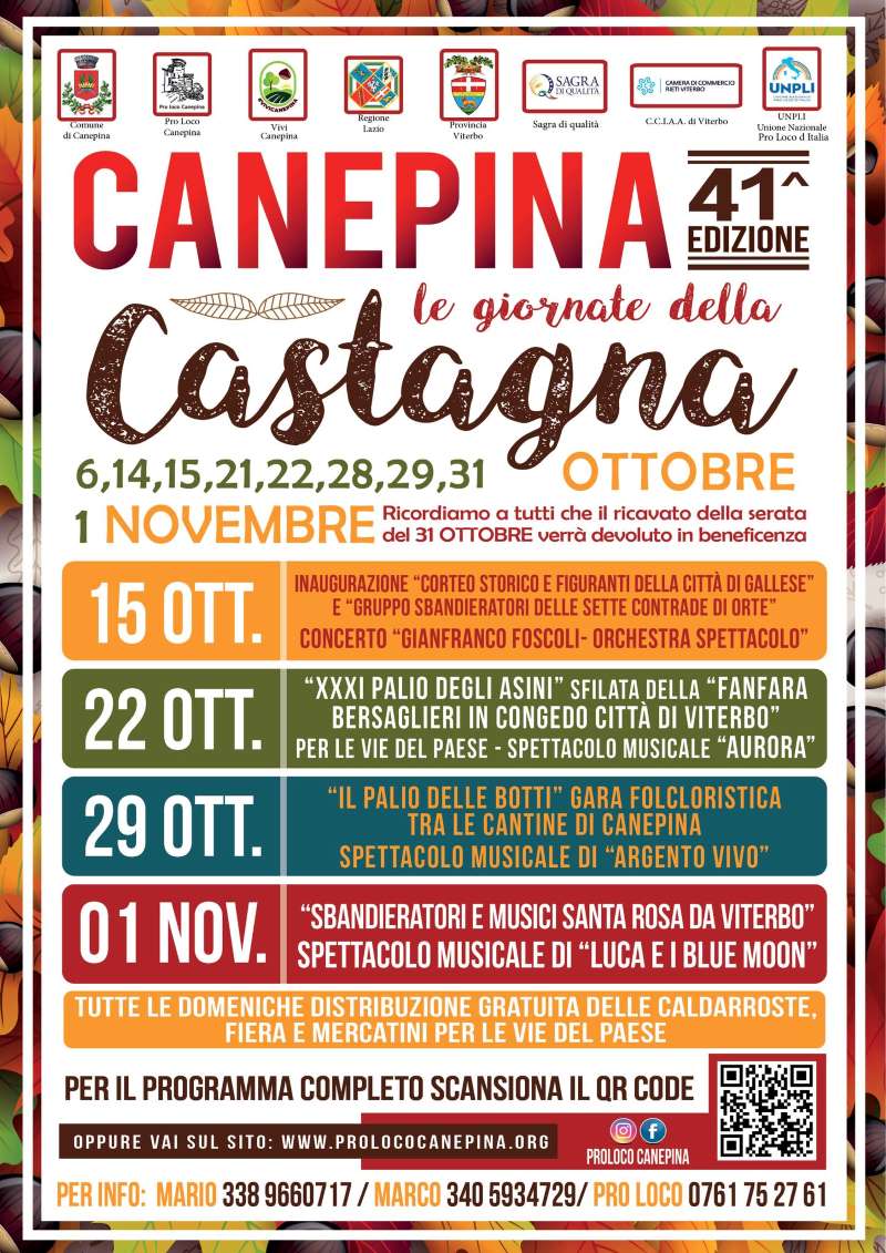Locandina Giornate della Castagna 2023 Canepina
