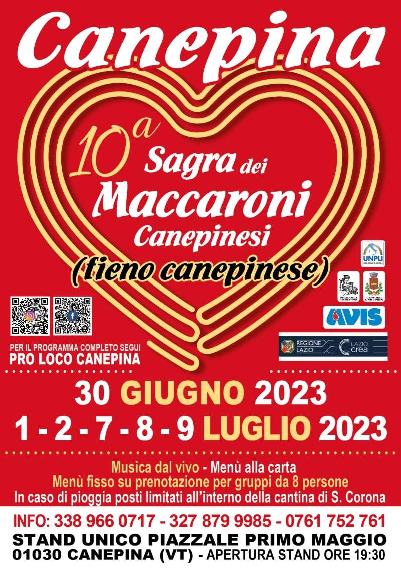 Locandina Sagra dei Maccheroni Canepinesi 2023 Canepina