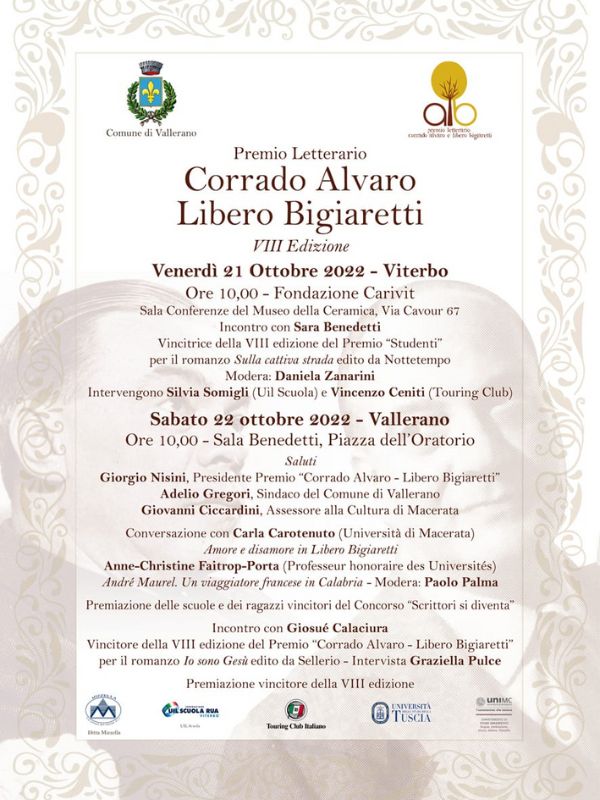 Locandina premio letterario alvaro bigiaretti 2022 vallerano in agro falisco