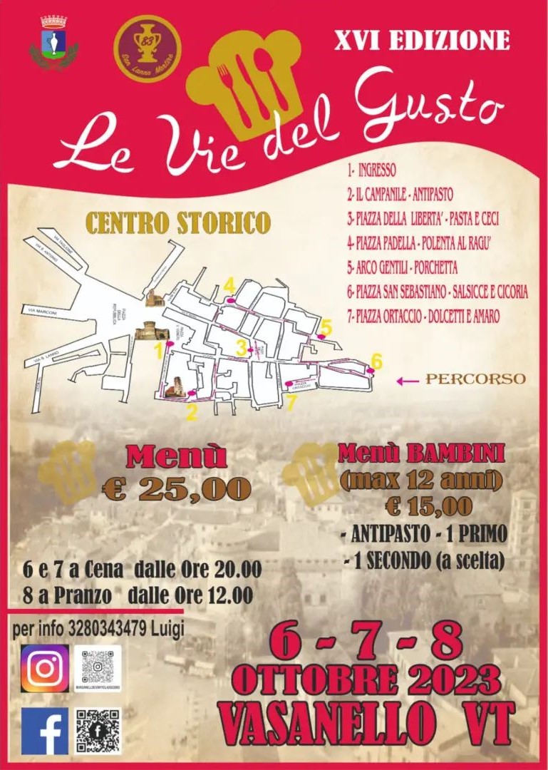 Locandina Le Vie del Gusto Vasanello 2023