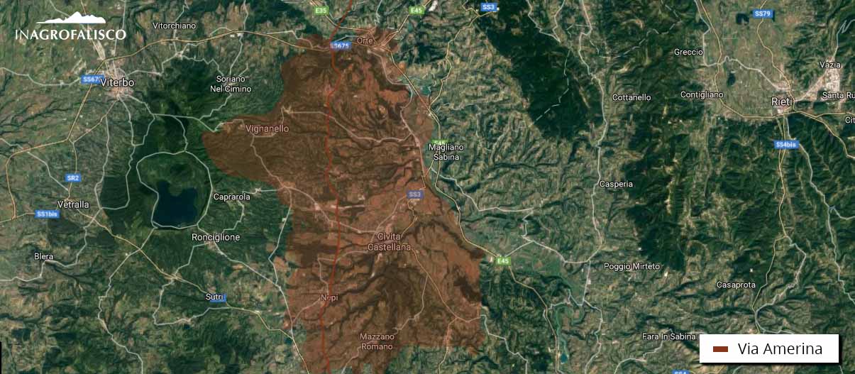 Mappa Agro Falisco e via Amerina